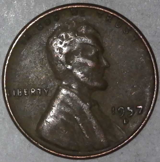 1957-D-Wheat-Cent-With-Nice-Huge-Retained-Interior-Die-Break-On-Head!